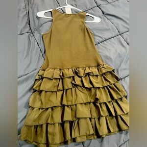 Girls Olive Green Ruffle Tiered Dress